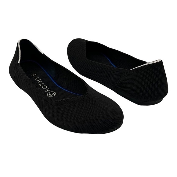 Rothy's Black Round Toe Slip On Ballet Flats Size 10.5 Women’s - Picture 1 of 8
